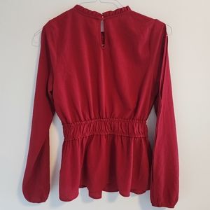 Red Long-sleeved Blouse